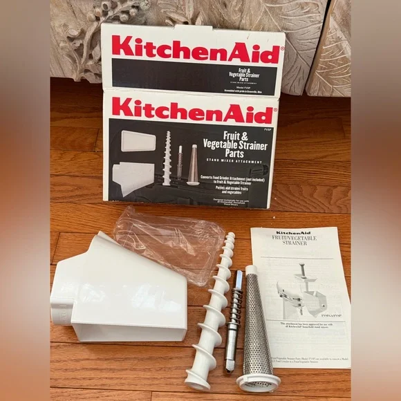 New in box KitchenAid White Fruit Vegetable Strainer parts Set mixer - Picture 1 of 8